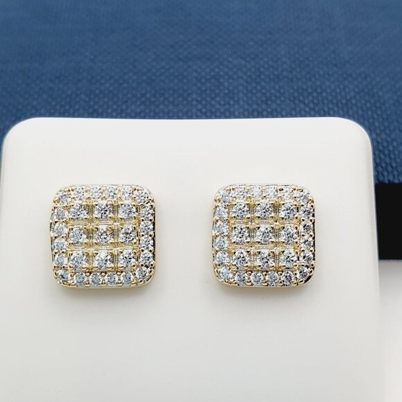 "14K Gold Plated Cubic Zircon Earrings, EVBRS407 - Picture 1 of 9